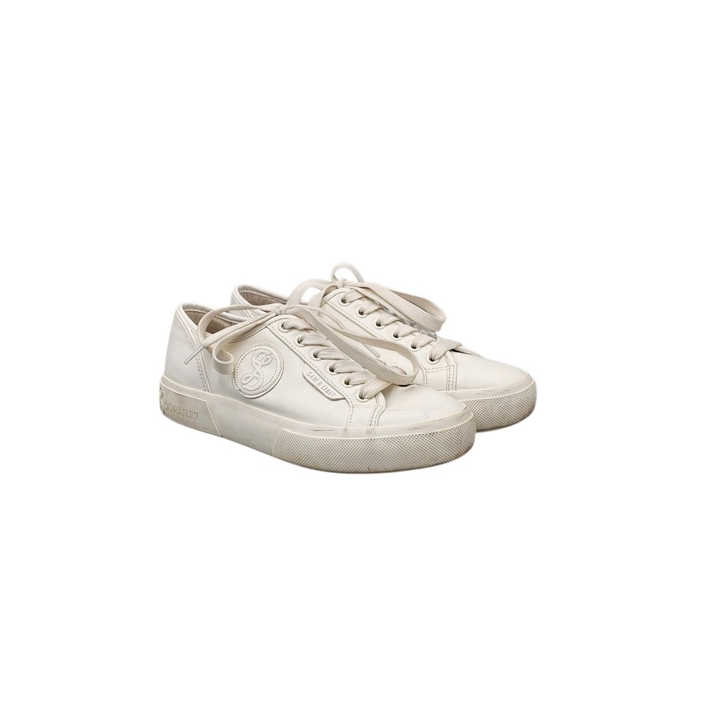 Sam & Libby Women's Size 6.5 M Dina White Vegan Leather Lace Up Sneakers Shoes